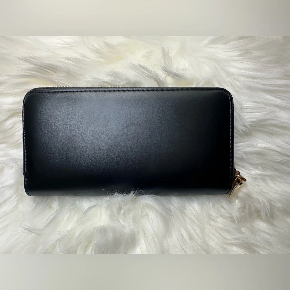 Bebe Elegant Black Wallet with Gold Accent
